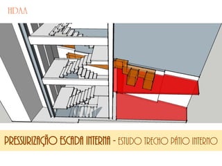 Pressurização escada interna - estudo trecho pátio interno
 