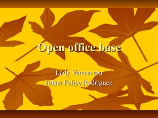 Open office base
    Lady Vanesa roa
 Johan Felipe Rodríguez
 