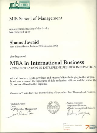 MIB _MBA Certificate
