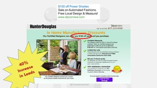 @ConversionSci
$100 off Power Shades
Sale on Automated Fashions.
Free Local Design & Measure!
www.decorview.com
 