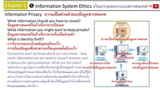 Chapter 1 
Information System Ethics จริยธรรมของระบบสารสนเทศ 
Information Privacy 
ความเป็นส่วนตัวของข้อมูลสารสนเทศ 
What...