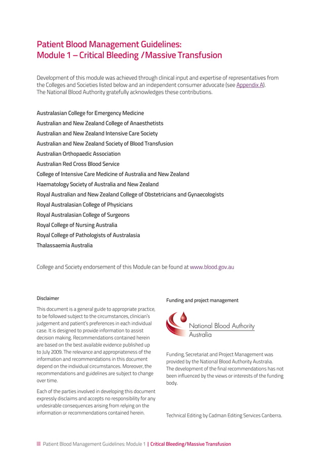 Module 1 Critical Bleeding Massive Transfusion | PDF