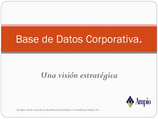 Una visión estratégica
Base de Datos Corporativa.
Ejemplo real de un producto diseñado y desarrollado,a la medida por Ampio,S.L..
 