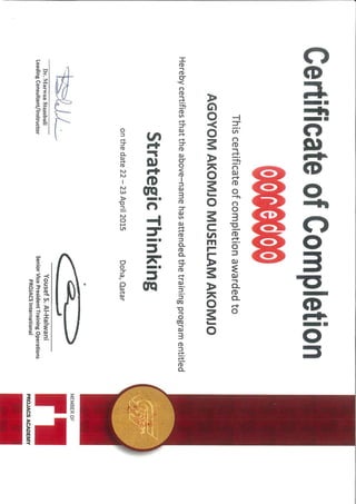 Strategic Thinking Course Certificate