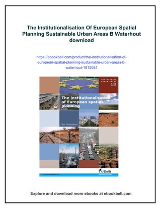 The Institutionalisation Of European Spatial Planning Sustainable Urban ...