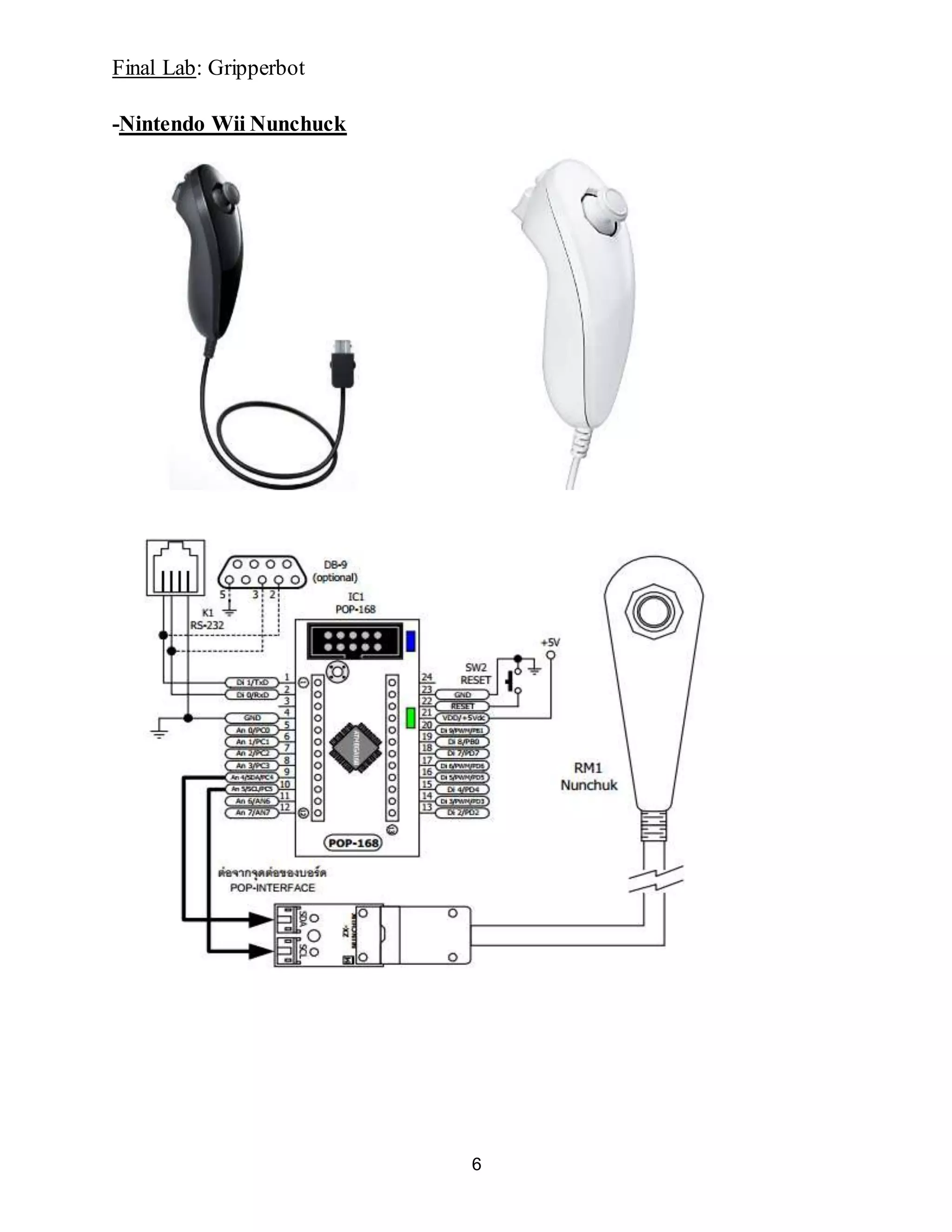 Final Lab: Gripperbot
6
-Nintendo Wii Nunchuck
 