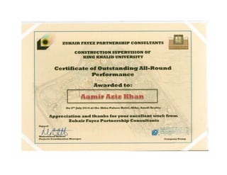 Amir Aziz Appreciation Certifcate