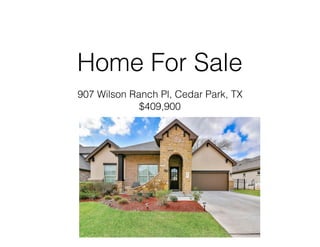 Home For Sale
907 Wilson Ranch Pl, Cedar Park, TX
$409,900
 