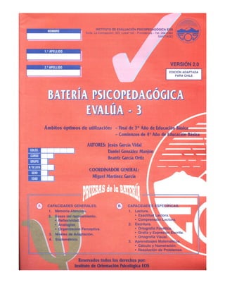 BATERIA DE EVALUACIÓN PSICOPEDAGOGICA - EVALUA 3