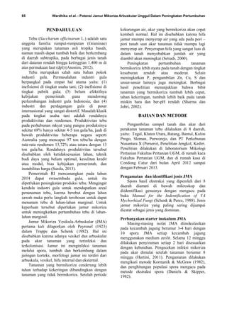 85 Wardhika et al. : Potensi Jamur Mikoriza Arbuskular Unggul Dalam Peningkatan Pertumbuhan
PENDAHULUAN
Tebu (Saccharum of...