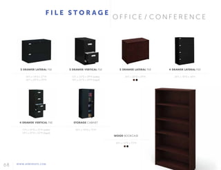 68 WWW.AFREVENTS.COM
O F F I C E / C O N F E R E N C E
F I L E S T O R A G E
2 DRAWER LATERAL FILE
36"L x 18"D x 27"H
36"L x 20"D x 29"H
2 DRAWER VERTICAL FILE
15"L x 25"D x 29"H (Letter)
18"L x 25"D x 29"H (Legal)
2 DRAWER LATERAL FILE
36"L x 20"D x 29"H
4 DRAWER LATERAL FILE
36"L x 18"D x 54"H
WOOD BOOKCASE
36"L x 12"D x 72"H
4 DRAWER VERTICAL FILE
15"L x 25"D x 52"H (Letter)
18"L x 25"D x 52"H (Legal)
STORAGE CABINET
36"L x 18"D x 72"H
 