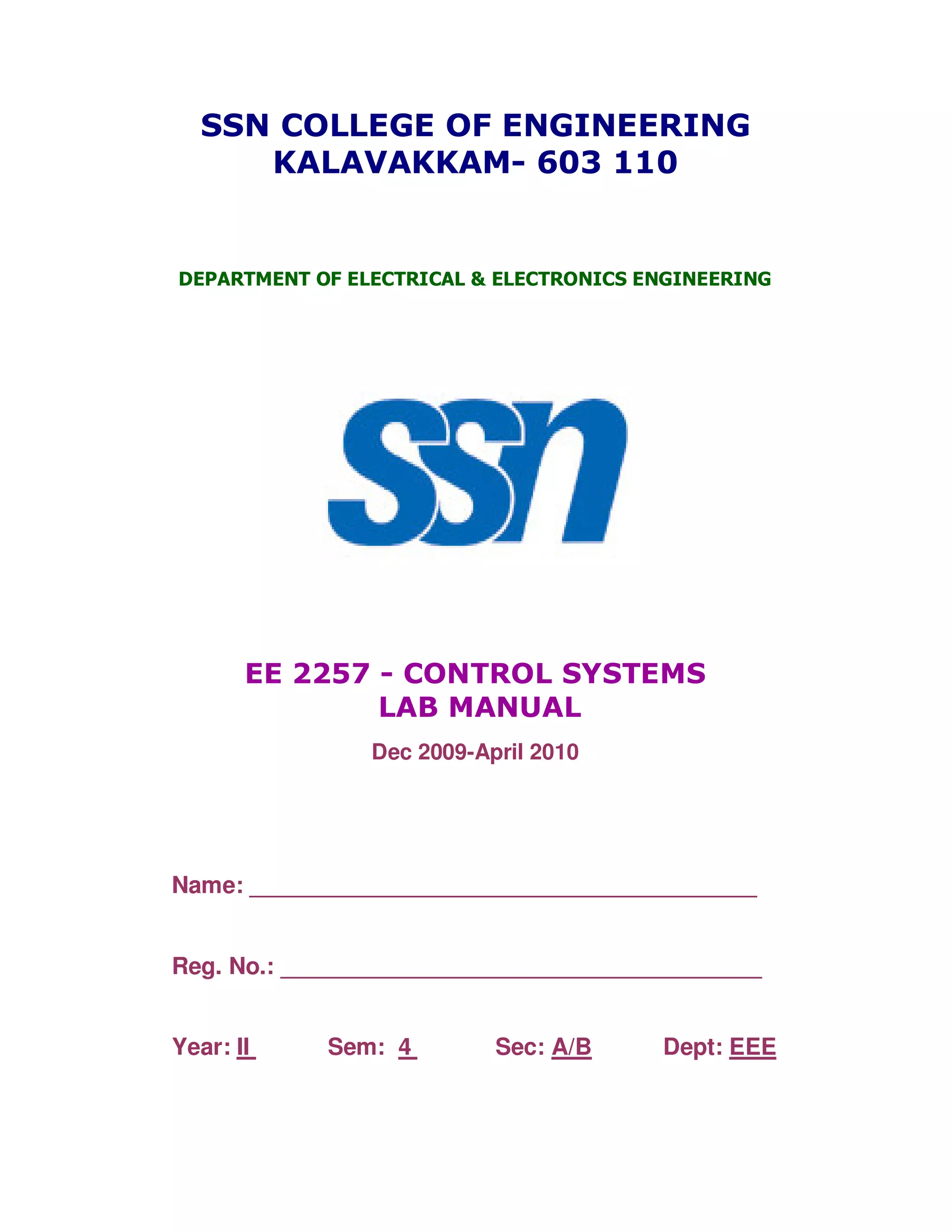 90981041 controlsystemlabmanual PDF