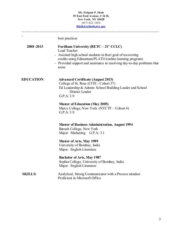Fordham Students Resume Fordham Students Resume