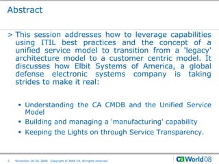ITIL V3 and the Unified Service Model | PDF