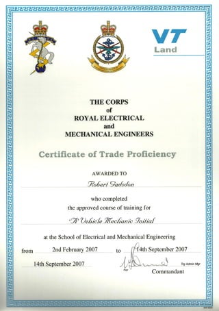 REME Trade Certificate