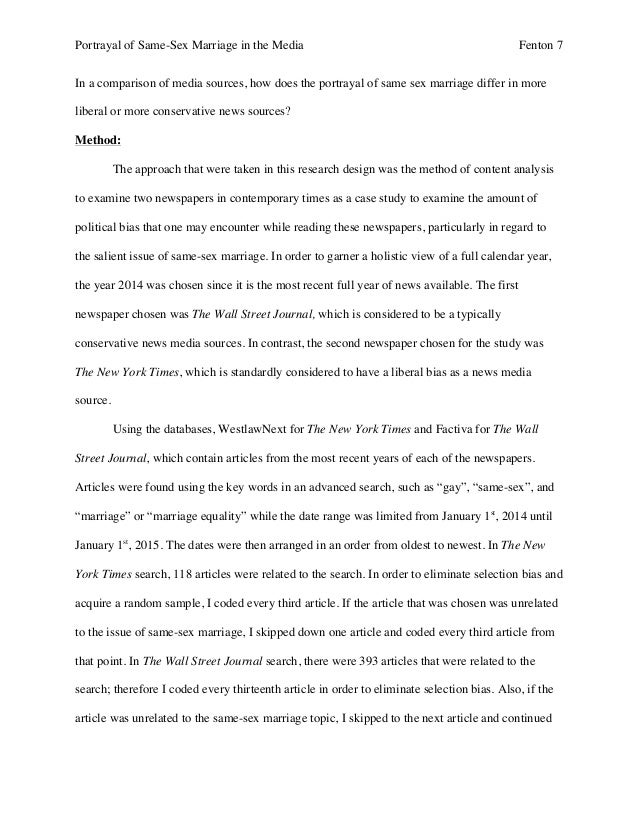 Fentonsamesexmarriageresearchpaper Hypothesis Portrayal Of Samesex Marriage Example Of An English Essay also College Assignment Help Writing Scotia One Business Plan Writer