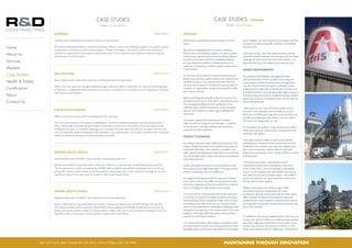 CASE STUDIES
Home / Case Studies
AfriSam
Infrastructure refurbishment project tackles corrosion issues.
The Afrisam ReadyMix plant in Coemore, KwaZulu-Natal, is one of the leading suppliers of superior quality
construction materials and technical solutions. Afrisam, founded as far back as 1934, has established
itself as an organisation committed to delivering value to its customers and seeking to deliver superior
performance on all frontiers.
ABI Devland
New roofing system will vastly improve in-plant lighting and ergonomics.
When the time came for Amalgamated Beverage Industries (ABI) to refurbish the roof of its bottling plant
in Devland, it looked for a business that has earned a reputation in the industry for its expertise in dealing
with unusual roof designs.
Coca-Cola Canners
R&D’s Coca Cola success worth shouting from the roof tops.
The Coca-Cola Canners of SA plant in Wadeville is one of the largest beverage manufacturing plants in
Africa. When R&D Contracting were asked to provide a solution for the maintenance and repair of the
roofing at the plant, it involved challenges on a number of levels. Not only did the company need to take
into consideration both functionality and aesthetics, but furthermore, the project needed to be completed
without impacting the plant’s busy production schedule.
Nissan South Africa
Implementing new, 54 000m² roof requires a pioneering approach.
Nissan South Africa’s assembly plant in Rosslyn, Pretoria, produced over 50 000 vehicles during 2014.
This massive plant, which assembles the NP200 half ton bakkie and NP300 Hardbody one-ton pick-up,
along with various other model Ds and derivatives, plays a key role in the company’s strategy to secure a
significant share of the new vehicle market in Africa and South Africa.
Nissan South Africa
Implementing new, 54 000m² roof requires a pioneering approach.
Nissan South Africa’s assembly plant in Rosslyn, Pretoria, produced over 50 000 vehicles during 2014.
This massive plant, which assembles the NP200 half ton bakkie and NP300 Hardbody one-ton pick-up,
along with various other model Ds and derivatives, plays a key role in the company’s strategy to secure a
significant share of the new vehicle market in Africa and South Africa.
Read More >
Read More >
Read More >
Read More >
Read More >
0861 072 6333, Remo Torrente 083 255 3415 or David Williams 083 235 9006
Home
About Us
Services
Markets
Case Studies
Health & Safety
Certification
News
Contact Us
MAINTAINING THROUGH INNOVATION
Infrastructurerefurbishmentprojecttacklescorrosion
issues.
TheAfrisamReadyMixplantinCoemore,KwaZulu-
Natal,isoneoftheleadingsuppliersofsuperiorquality
constructionmaterialsandtechnicalsolutions.Afrisam,
foundedasfarbackas1934,hasestablisheditselfas
anorganisationcommittedtodeliveringvaluetoits
customersandseekingtodeliversuperiorperformance
onallfrontiers.
Asabusinessrenownedforitstechnicalexpertiseand
abilitytoprovidehighqualityconstructionmaterialsand
excellentservice,itisnosurprisethatwhenthetime
cameforthecompanytorefurbishitsCoemoreplant,it
turnedtoanorganisationequallyrenownedforitsskills
andcustomerservice.
R&DContractingwasbroughtonboardtoassistinthe
refurbishmentofmuchoftheplant’ssteelinfrastructure.
Thisincludedprovidingcorrosionprotectioninthe
relativelyharshcoastalenvironment,wherehumidity,
saltandrustcombinetocreatemajorchallengesfor
businesses.
Theprojectrequiredtherepaintingoftheplant’s
siloes,aswellasitshoppersandconveyers.Inaddition,
structuralsteel,includingwalkwaysandstanchions,
requiredcorrosionprotection.
Project planning
AccordingtoSibusisoDludlu,R&D’sSiteSupervisor,The
projectinitiallydemandedthataqualitycontrolplanbe
developed,followingasiteinspection.Inaddition,he
adds,regularandongoingsiteinspectionsareconducted
notonlybyR&Dandtheclient,butalsobyanaccredited
thirdpartyinspector.
Dludlu,whobeganhiscareerasacasuallabourerwith
thecompany,someeightyearsago,isashiningexample
ofR&DContracting’sfocusonupliftment.
Hesuggeststhathavingworkedhiswayuptheladder
totheseniorrolehenowfulfils,hehasgainedthekind
ofhands-onexperiencethathasenabledhimtosharply
focusonbringinghisskillstobearonthisproject.
“ItisclearthattherefurbishmentoftheCoemoreplant
isnecessarytomaintainitslongevity,whileatthesame
timeboostingAfrisam’scorporateimage.Onceonsite,I
immediatelytooknoteoftheseriouscorrosionissues–
whichhadthepotentialtocreatesafetychallengesifleft
untreated,byimpactingontheinfrastructure’sstructural
integrity–andbeganplanningexactlywhatwouldbe
requiredtosolvetheseproblems.”
“Ourworkatthisplant,whichbeganinDecember2014
andwillconcludeshortly,hasencompassedthreeofthe
ReadyMixsilos,aswellasthescaleplatformandloading
bay.Inaddition,wehavedealtwiththehoppersandfour
conveyers,aswellasstairwells,stanchionsandrelated
infrastructure.”
Obviously,hesays,sincethisprojectinvolvespainting
corrosionresistantcoatingsontothesteel,theonemajor
challengehisteamfacedwasthatoftheweather,soit
wasinevitablethatsomedelayswerecausedbyrain.
Harsh environment
AccordingtoDavidWilliams,ManagingMember
andTechnicalSalesDirectoratR&DContracting,the
environmentinwhichtheplantexistsisanaggressive
one.Notonlyaretherethetypicalchallengescoastal
buildingshavetodealwith,includingsaltcorrosionand
humidity,butthereisalsothegenerallytoughnatureofa
manufacturingenvironment.Inaddition,beingacement
plant,thereisalsoaninordinateamountofdustthathas
tobecontendedwith.
“Obviously,thesaltisoneofthekeyreasonsforthe
corrosioninthefirstplace,butissueslikedustandin
particular,humidity,playabigroleinhowandwhenwe
areabletoactuallypaintthesurfaces,andthusalsoin
thechoiceofcoatingused,”hesays.
Forthisreason,heexplains,itwasnecessarytoutilisea
three-coatindustrialcoatingsystem,asopposedtothe
usualtwo-coatsystem.
“Generally,weliketoutiliseanepoxypolyurethane
coatingsystem,asepoxyprimersneedtobecorrosion
inhibiting.Inthisinstance,wemadeuseofSigmacover
630,atwocomponent,surface-tolerant,highbuild
polyaminecuredepoxyprimercoating,whichisasurface
tolerantepoxy.
“Thethree-coatsystemisspecifiedforcoastal
environmentsandinvolvesutilisingtwocoatswhich
ofthechosenfinish,whichareappliedincontrasting
colours.So,forexample,theintermediatecoatmaybe
red,whilethetopcoatispaintedingrey–thismakesit
easytoseewhetheranyareashavebeenmissedonce
thetopcoathasbeenapplied.
WilliamssaysthatfortheAfrisamproject,R&D
ContractingmadeuseofSigmadur550,atwo
component,aliphaticacrylicpolyurethanefinish,which
offersexcellentresistancetoatmosphericexposure
conditionsandisalsoresistanttosplashesfrommineral
andvegetableoils,paraffinandpetroleumproductsand
evenmildchemicals.
“Inadditiontothis,wealsoappliedwhatisreferredtoas
astripecoat,whichineffectisanadditionallayerpainted
overbolts,edges,joinsandhard-to-reachplaces.These
aretheareasthataremostpronetocorrosion,sothis
stripecoatsimplyprovidesanaddedlayerofprotection.”
AfriSam
CASE STUDIES: AfriSam
Home / Case Studies
 