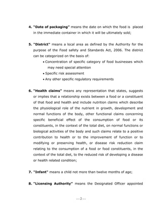 Food Safety and Standards Regulations, 2010 | PDF