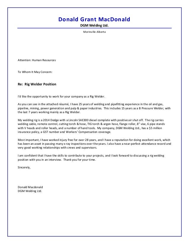 macdonald donald resume letter rev1 resume for welder