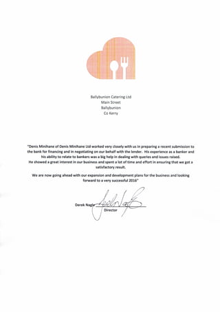 Testimonial - Ballybunion Catering Limited 