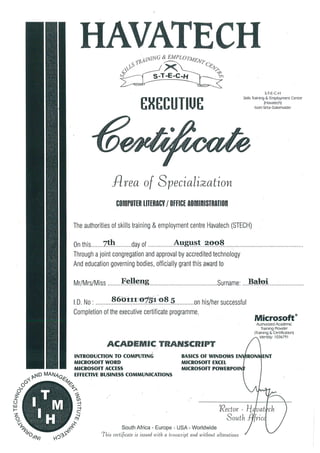 Office Admin Certificate