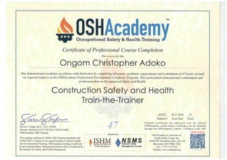Construction Safety and Health Trainer