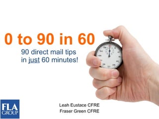 0 to 90 in 60 90 direct mail tips  in  just  60 minutes! Leah Eustace CFRE Fraser Green CFRE 
