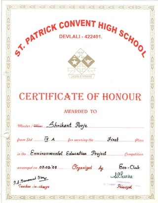 Environment Project Certificate