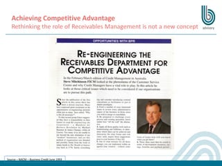 Achieving Competitive Advantage
Rethinking the role of Receivables Management is not a new concept
Source – NACM – Business Credit June 1993
 