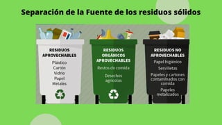 Separación de la Fuente de los residuos sólidos
 