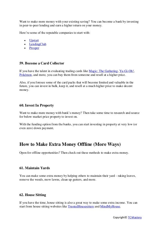 90 Ways To Make Money Online And Offline - invest in p2p lending 17