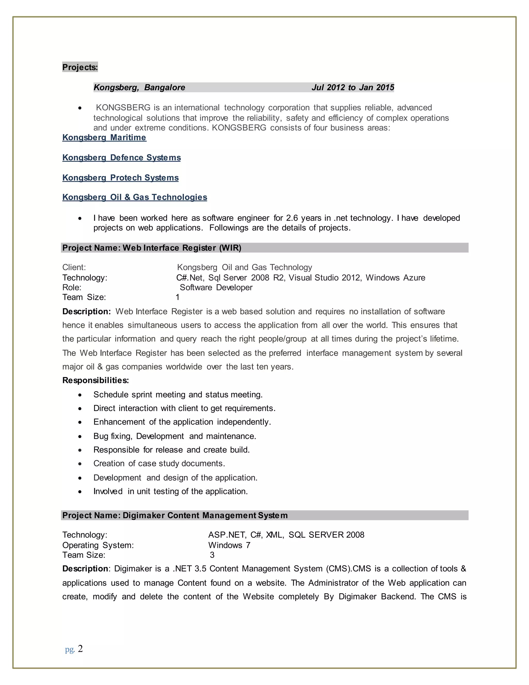 Dot Net Developer with 3.11 Years of experience | PDF