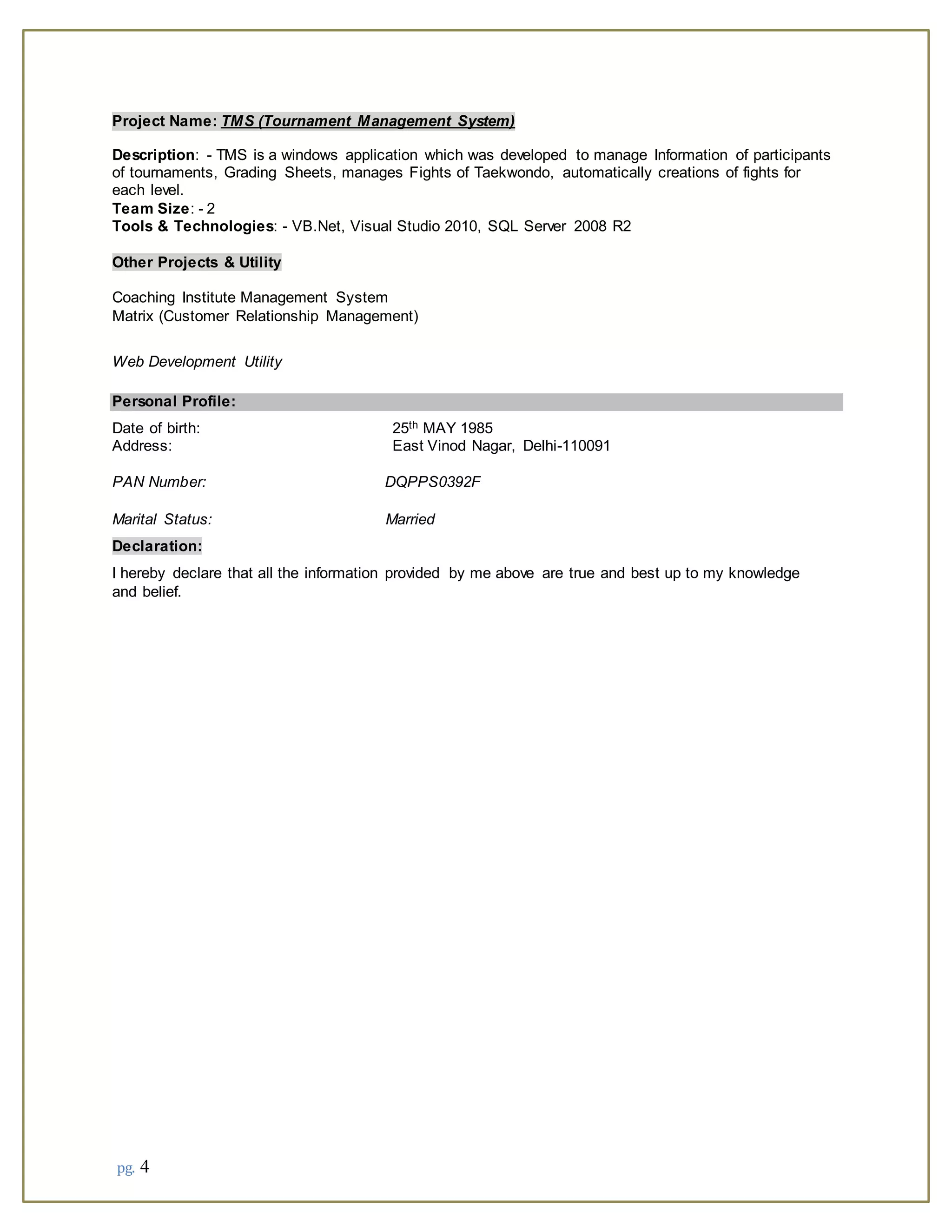 Dot Net Developer with 3.11 Years of experience | PDF