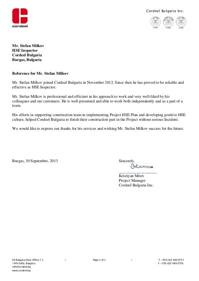 recommendation letter cordeel reference letter page