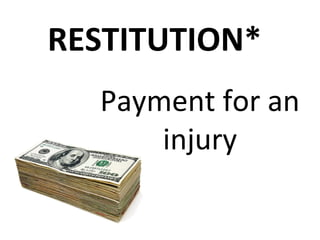 RESTITUTION*
Payment for an
injury
 