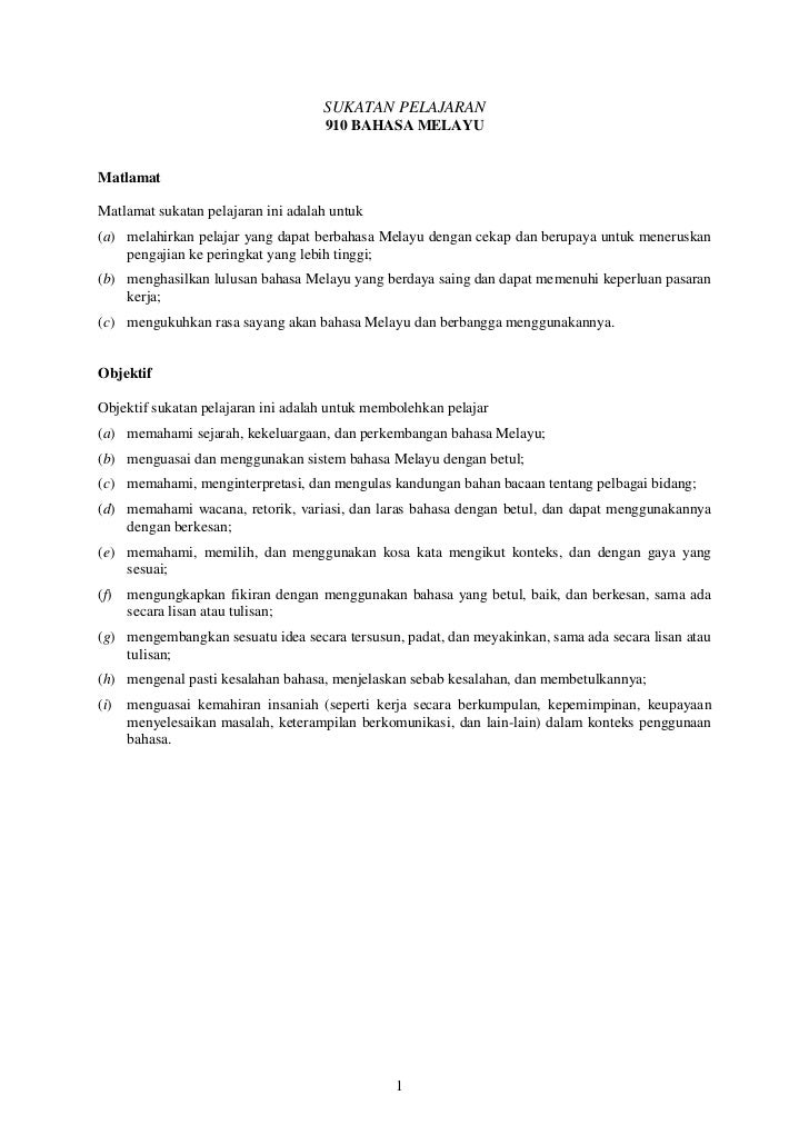 910 Sukatan Pelajaran Bahasa Melayu STPM (Baharu)