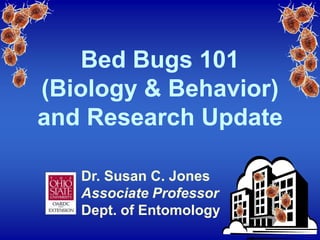 Bed Bugs 101 (Biology & Behavior) and Research Update Dr. Susan C. Jones Associate Professor Dept. of Entomology 