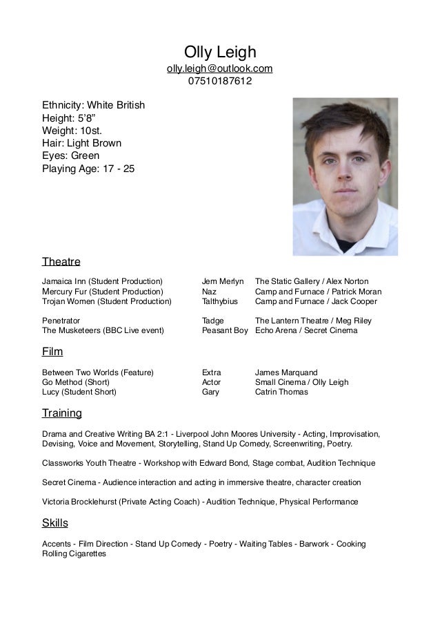 Olly Leigh Acting CV Pdf