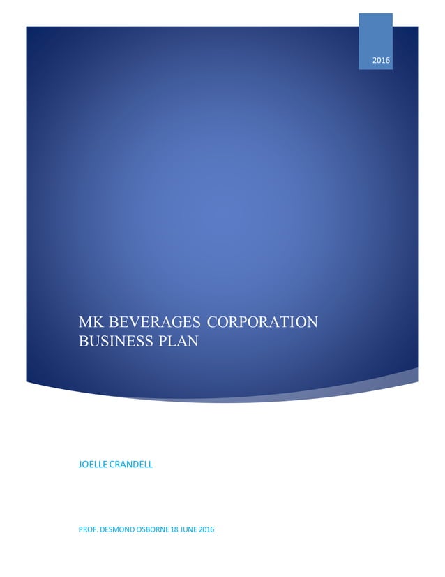 MK Beverages Complete Business Plan PDF