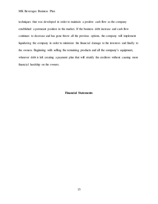 mk beverages complete business plan