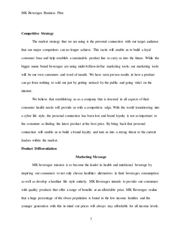 MK Beverages Complete Business Plan