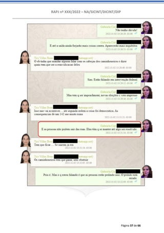 RAPJ nº XXX/2022 – NA/SICINT/DICINT/DIP
Página 37 de 66
 