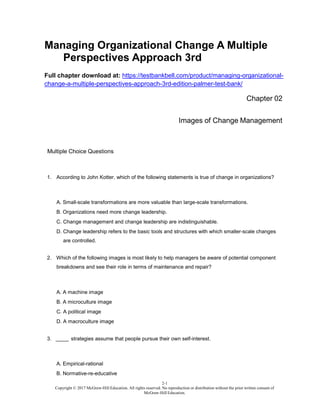 Managing Organizational Change A Multiple Perspectives Approach 3rd ...