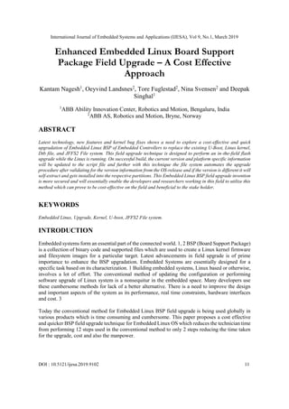 Enhanced Embedded Linux Board Support Package Field Upgrade – A Cost ...