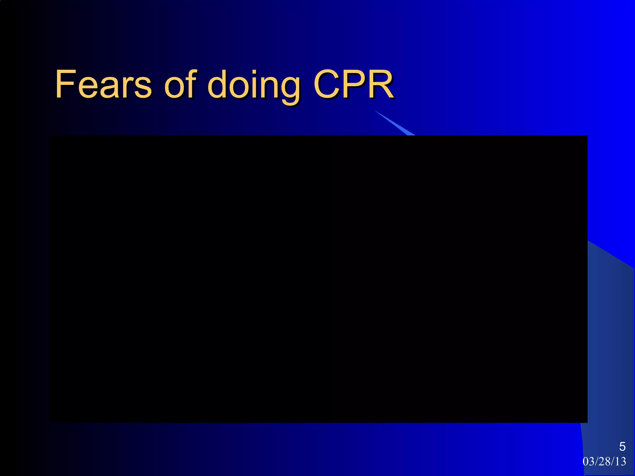 Fears of doing CPR




                            5
                     03/28/13
 