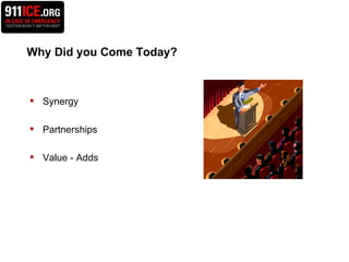 Why Did you Come Today? Synergy Partnerships  Value - Adds 