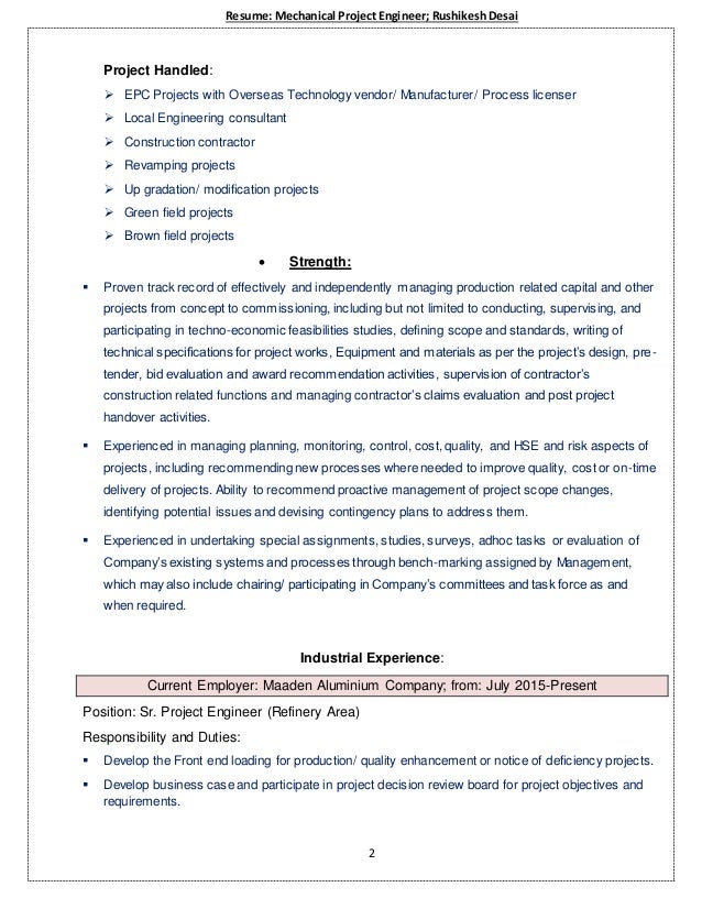 senior project engineer mechanical project engineer resumes
