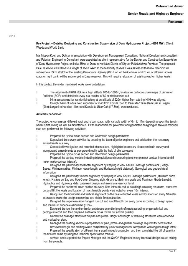 cv updated m anwar highway engineer resume