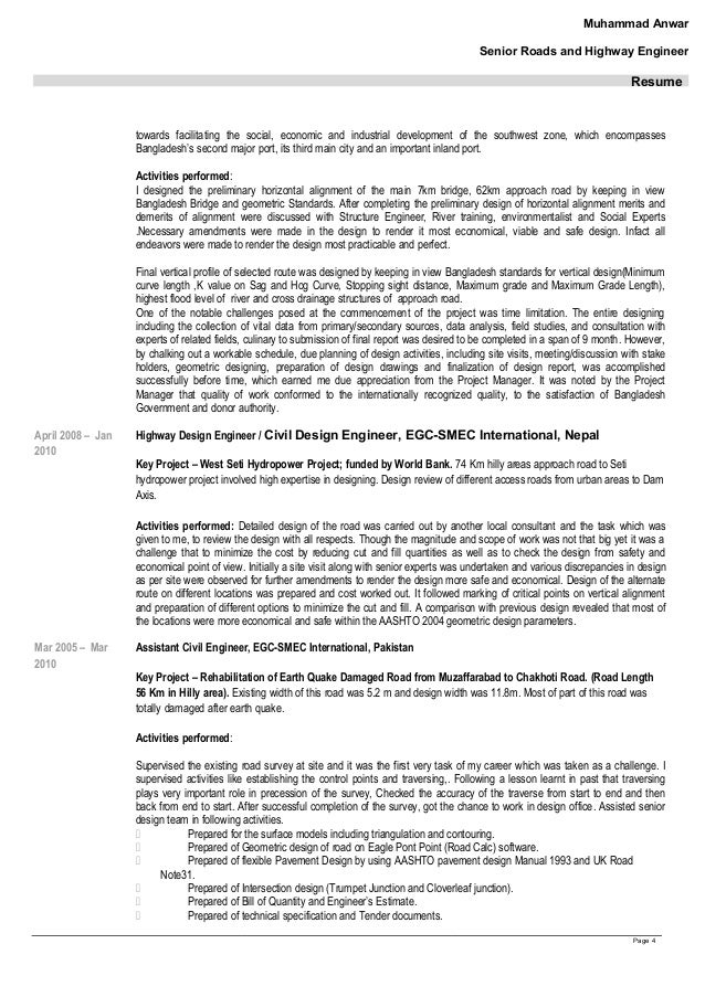 cv updated m anwar highway engineer resume