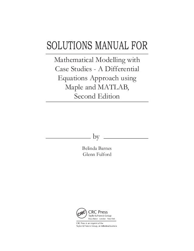 Mathematical Modeling Meerschaert Solutions Manual